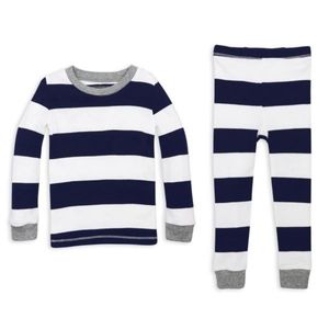 Burt's Bees Kids Organic 2 Pc Navy Stripe Pajama, Neutral